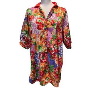 Vintage Victorias Secret Oversized Satin Nightshirt Womens S Pjs 90s Floral